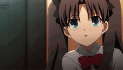 Cute Rin Tohsaka Anime Madly Staring GIF