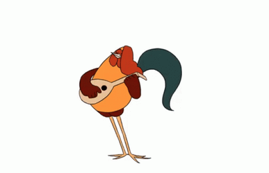 Cute Rooster Playing Guitar Animation GIF