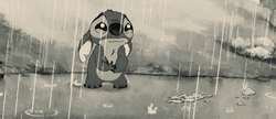 Cute Sad Stitch Raining GIF