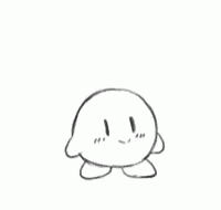Cute Sketch Kirby Showing A Knife GIF