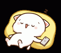 Cute Sleepy Peach Cat Cartoon GIF
