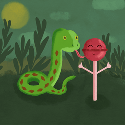 Cute Snake Licking Lollipop GIF