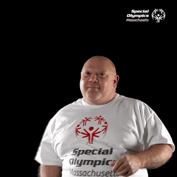 Cute Softball Special Olympics Guy Holding Ball GIF