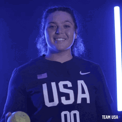 Cute Softball Team USA Girl Holding Ball GIF