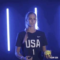 Cute Softball Team USA Member Passing Ball GIF