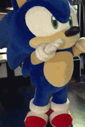 Cute Sonic The Blue Hedgehog Big Mascot Dancing  GIF