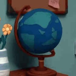 Cute Spinning Globe With Face GIF