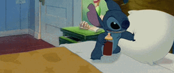 Cute Stitch Baby Bottle Drink Going Sleep GIF