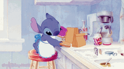 Cute Stitch Give Packed Food Stitch And Nani GIF