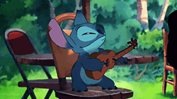 Cute Stitch Playing Guitar Feeling The Moment GIF