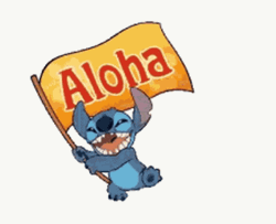 Cute Stitch Waving Aloha Flag GIF