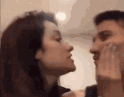 Cute Sweet Kiss On Cheek Couple GIF