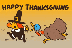 Cute Thanksgiving Funny Running Witch GIF
