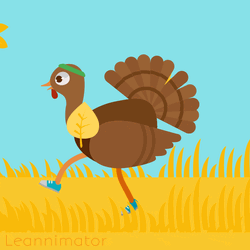 Cute Thanksgiving Running Turkey GIF