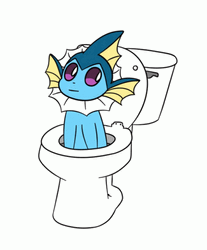Cute Vaporeon Water Pokemon Flushed In Toilette GIF