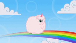 Cute Walking Pink Fluffy Unicorns Dancing On Rainbows GIF