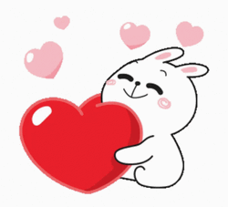 Cute White Rabbit Sticker Hugging Love Heart