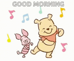 Cute Winnie And Piglet Dancing Good Morning GIF