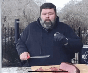 Cutting And Eating Brisket GIF