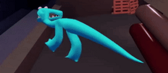 Cyan Running Rainbow Friends  GIF