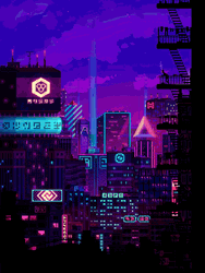 Cyber City Japanese Pixel Art GIF