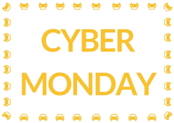 Cyber Monday Deal Rent A Car Yellow Animated Text