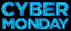 Cyber Monday Text Lights On Neon Blue