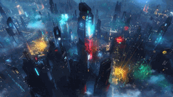 Cyberpunk Buildings City Lights