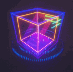 Cyberpunk Neon Hologram Cube