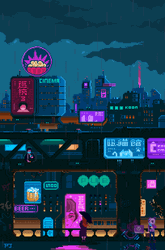 Cyberpunk Pixel Art Retro City