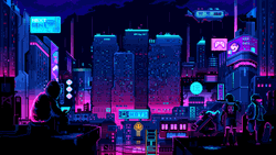 Cyberpunk Pixel City Neon