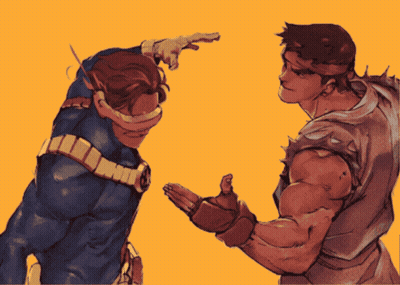 Cyclops And Ryu Cartoon Drawing GIF