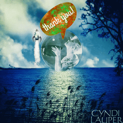 Cyndi Lauper Rocket Flying Over Ocean GIF