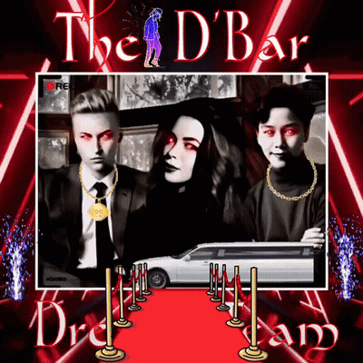 D' Bar Poster Woman and Two Men in Front of Limousine