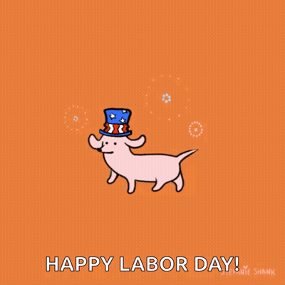 Dachshund In Top Hat Happy Labor Day GIF