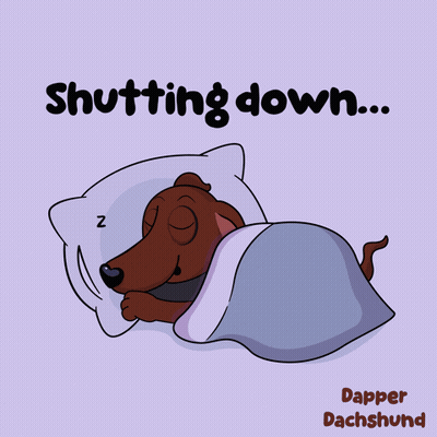 Dachshund Sleeping Under Blanket Shutting Down GIF