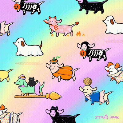Dachshunds In Halloween Costumes By Stefanie Shank GIF