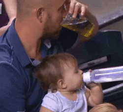 Dad And Baby Drink GIF