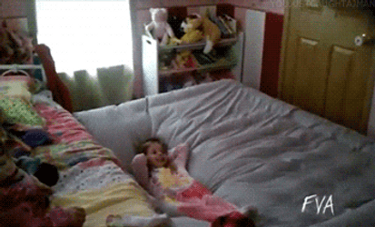 Dad Jumps On Bed Daughter Boing GIF