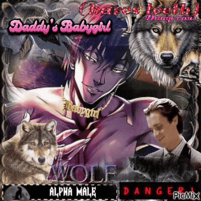 Daddy's Babygirl Poster With Man And Wolves GIF
