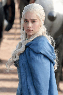 Daenerys Targaryen Emilia Clarke Fierce Look In Blue Cape GIF