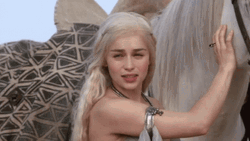 Daenerys Targaryen Emilia Clarke Petting Horse GIF