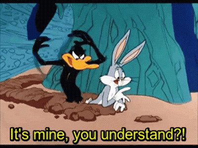 Daffy Duck And Bugs Bunny Saying It's Mine GIF