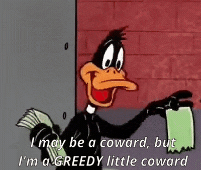 Daffy Duck Holding Stack Of Money And Paper GIF