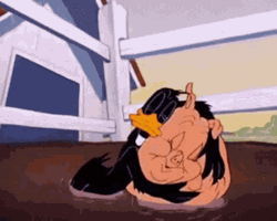 Daffy Duck Kissing Pig GIF