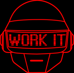 Daft Punk Helmet Flashing Word Text  GIF
