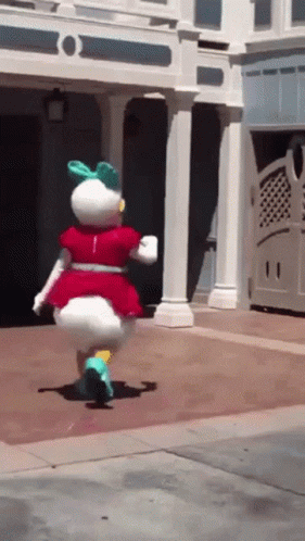 Daisy Duck In Red Dress And Green Bow GIF