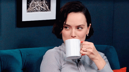 Daisy Ridley Drinking The Tea GIF