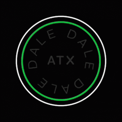 Dale ATX Logo Green Letters On Black Background GIF
