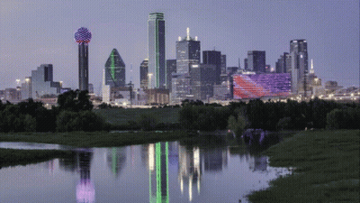 Dallas Skyline Reflected In Lake GIF